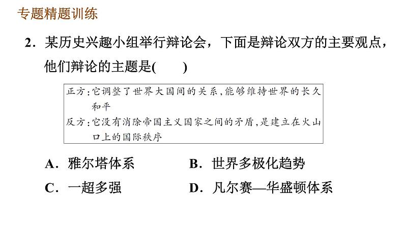 人教版九年级下册历史课件 专题训练 专题二 世界政治格局的演变第8页