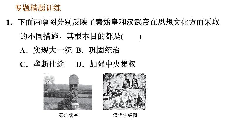 人教版七年级上册历史习题课件 期末复习提升 专题一 中央集权制度的确立与发展第5页