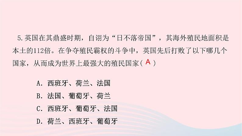 人教部编版九年级历史上册 第五单元 第16课早期殖民掠夺试题课件05