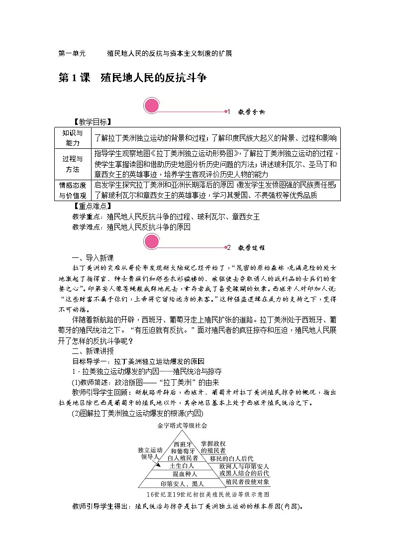 人教版历史九年级下册第1课殖民地人民的反抗斗争第1页