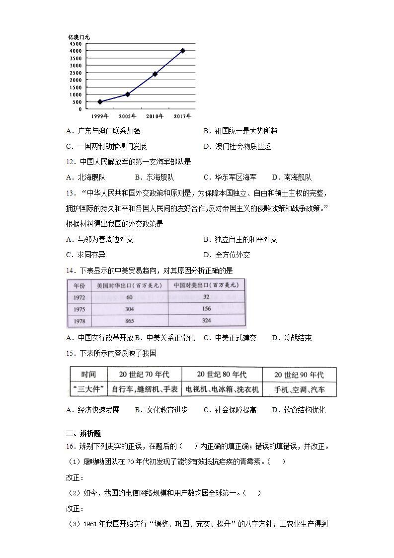 安徽省六安市霍邱县2020-2021学年八年级下学期期末历史试题(word版含答案)03