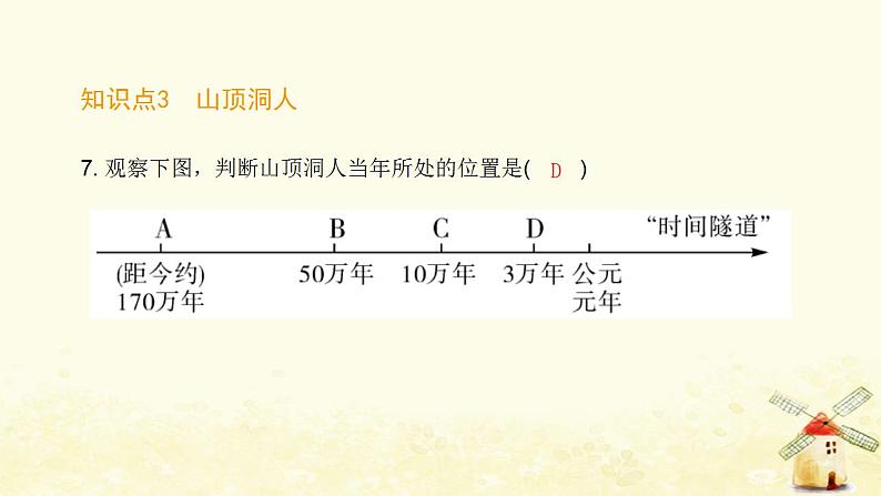七年级历史上册第一单元史前时期 中国境内早期人类与文明的起源第1课中国境内早期人类的代表__北京人课时训练课件新人教版第8页