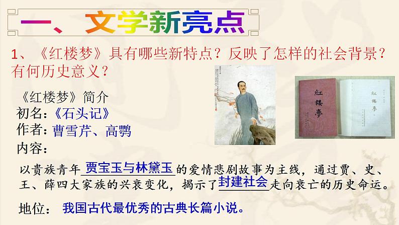 人教部编版历史七年级下册 第三单元第21课 清朝前期的文学艺术课件PPT第4页