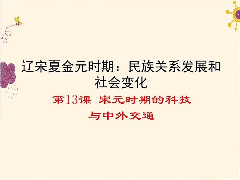 第13课 宋元时期的科技与中外交通课件PPT第1页