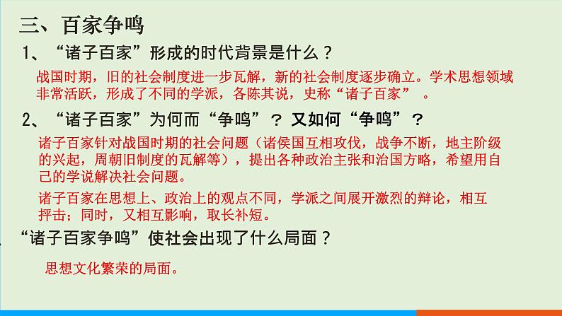 人教部编版历史七年级上册 8《百家争鸣》课件第7页