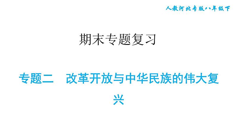 人教版八年级下册历史 期末专题复习 专题二 改革开放与中华民族的伟大复兴 习题课件第1页