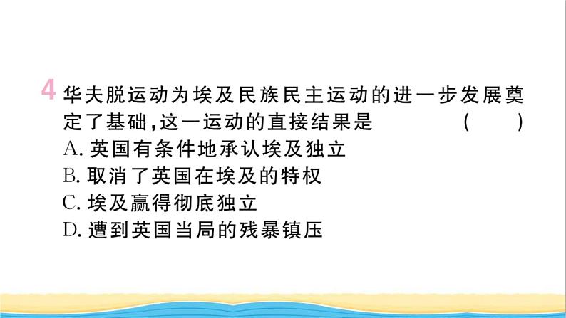 九年级历史下册第三单元第一次世界大战和战后初期的世界第12课亚非拉民族民主运动的高涨作业课件新人教版第5页