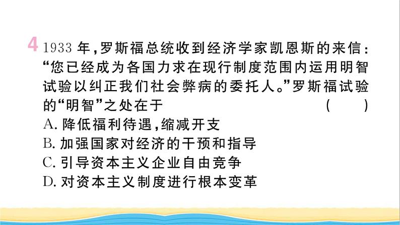 九年级历史下册第四单元经济大危机和第二次世界大战第13课罗斯福新政作业课件新人教版第5页