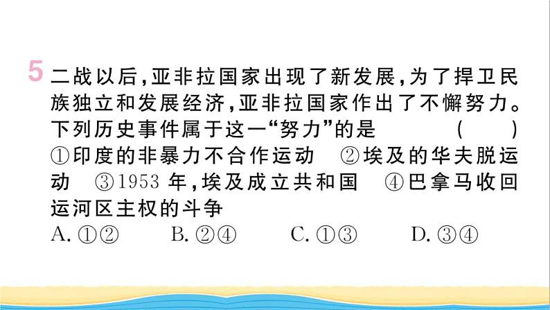 九年级历史下册第五单元二战后的世界变化第19课亚非拉国家的新发展作业课件新人教版第6页