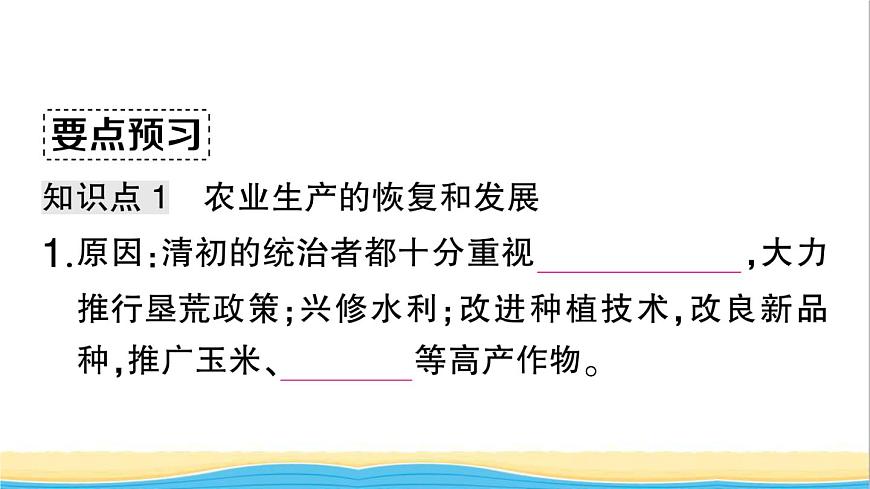 七年級歷史下冊第三單元明清時期:統(tǒng)一多民族國家的鞏固與發(fā)展第19課清朝前期社會經(jīng)濟的發(fā)展作業(yè)課件新人教版2第3頁