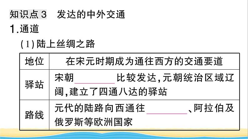 七年级历史下册第二单元辽宋夏金元时期:民族关系发展和社会变化第13课宋元时期的科技与中外交通作业课件新人教版2第7页