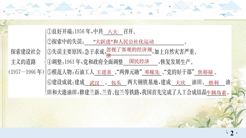 13中国现代史一、社会主义制度的建立于社会主义建设的探索 中考历史总复习课件07