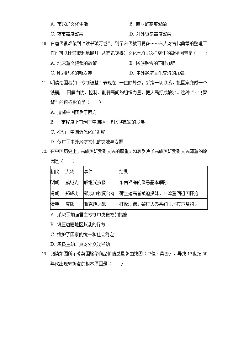 2021年广东省肇庆市高要区中考历史一模试卷(含答案解析)03