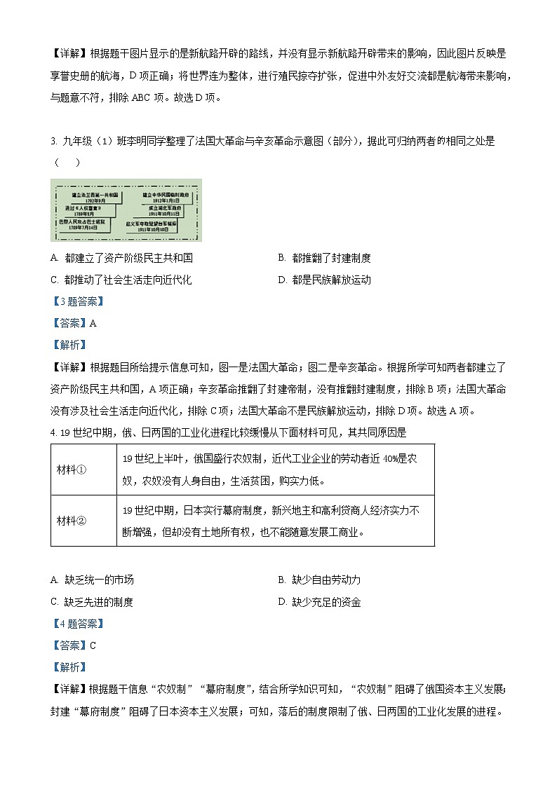 安徽省蚌埠市2021-2022学年九年级下学期第一次月考历史试题第2页