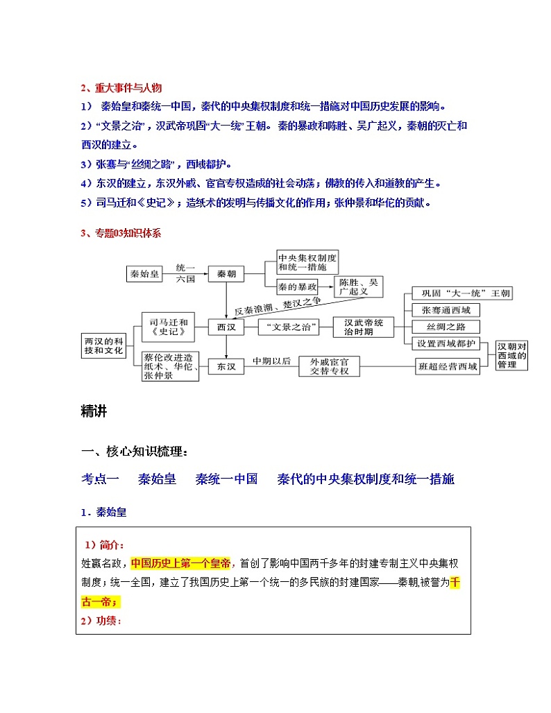 专题03 秦汉时期: 统一多民族国家的建立和巩固(解析版)第2页