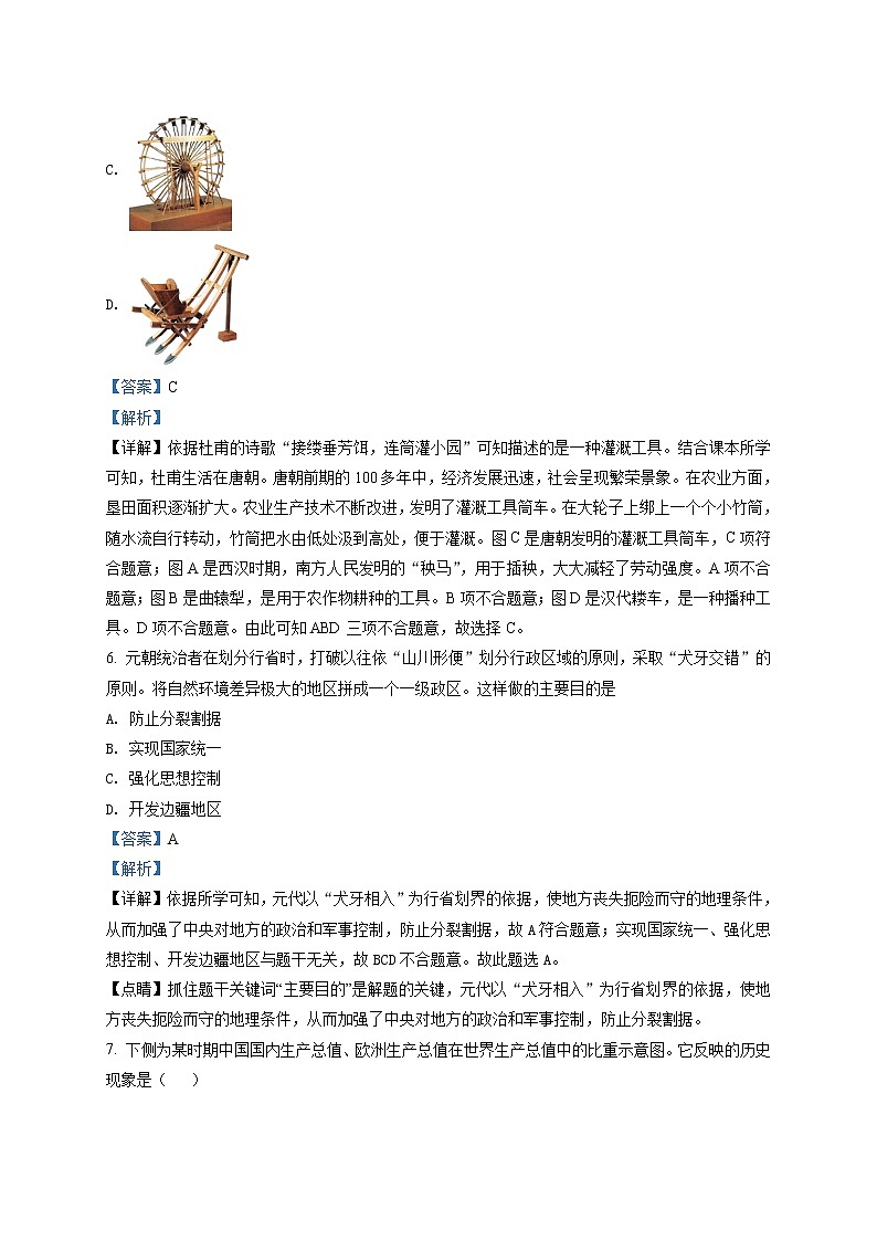 精品解析:2020年山东省德州市庆云县中考二模历史试题(解析版+原卷板)03