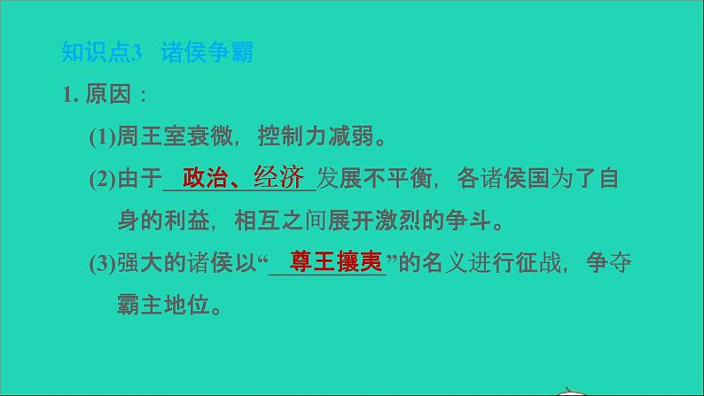 部编版七年级历史上册第二单元夏商周时期:早期国家与社会变革第6课动荡的春秋时期习题课件新人教04