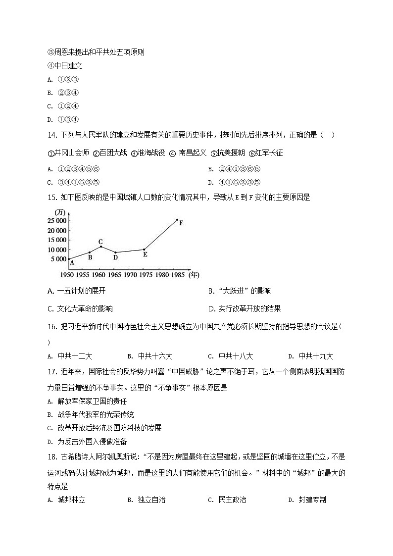 精品解析:2020年山东省聊城市莘县中考二模历史试题(原卷版)第3页