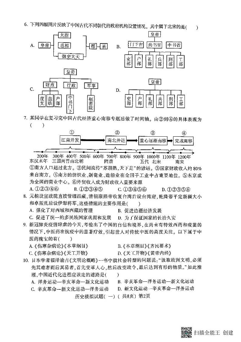 2022年山东省聊城市莘县中考一模历史试题第2页