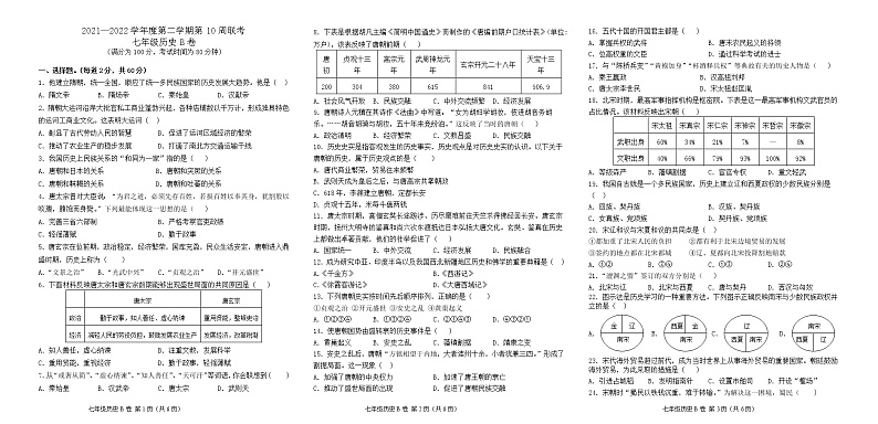 广东省茂名市高州校际联盟2021-2022学年七年级下学期期中考试历史试题(B卷)(word版含答案)01