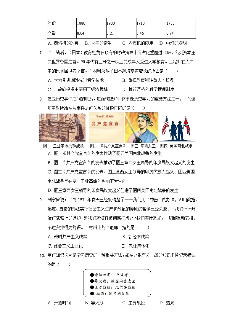 山東省菏澤市鄄城縣2021-2022學(xué)年九年級(jí)（上）期末歷史試卷（含解析）第2頁