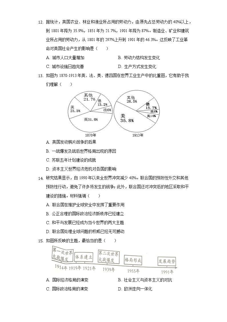 2021年山东省淄博市桓台县中考历史二模试卷(含解析)第3页