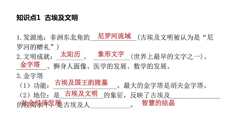 九年级上册第一单元古代亚非文明复习课件2022年中考历史考点专项突破第5页