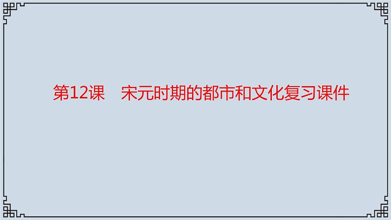 2021-2022学年历史七年级下册第12课宋元时期的都市和文化复习课件第1页