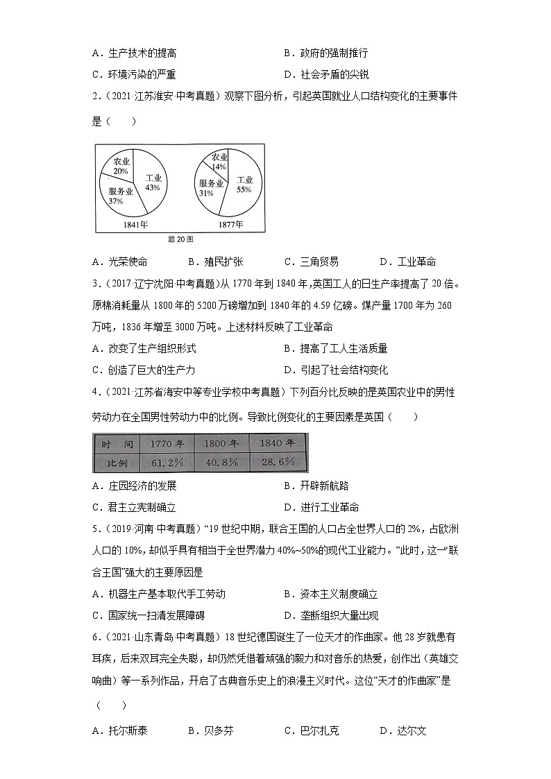 2022年中考历史二轮复习 热点20世界近代史-三次科技革命(原卷版+解析版)第3页