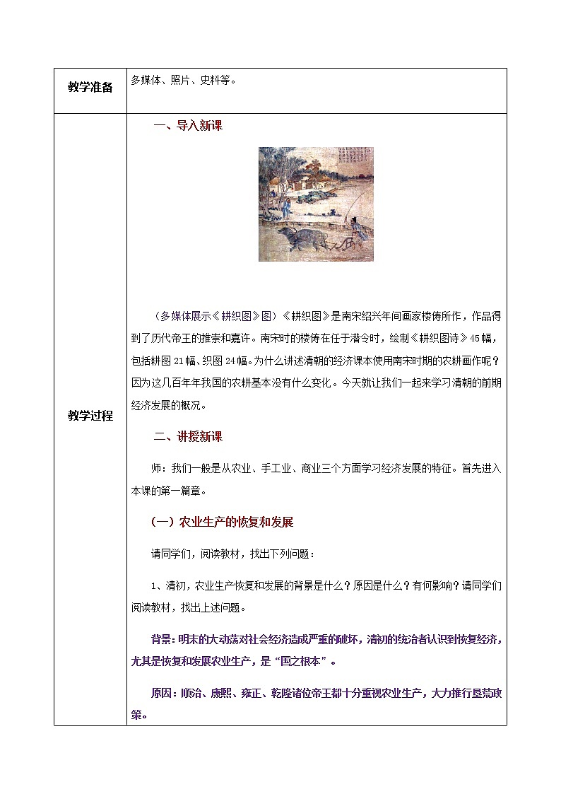 第19课《清朝前期社会经济的发展》课件+教案+同步练习02