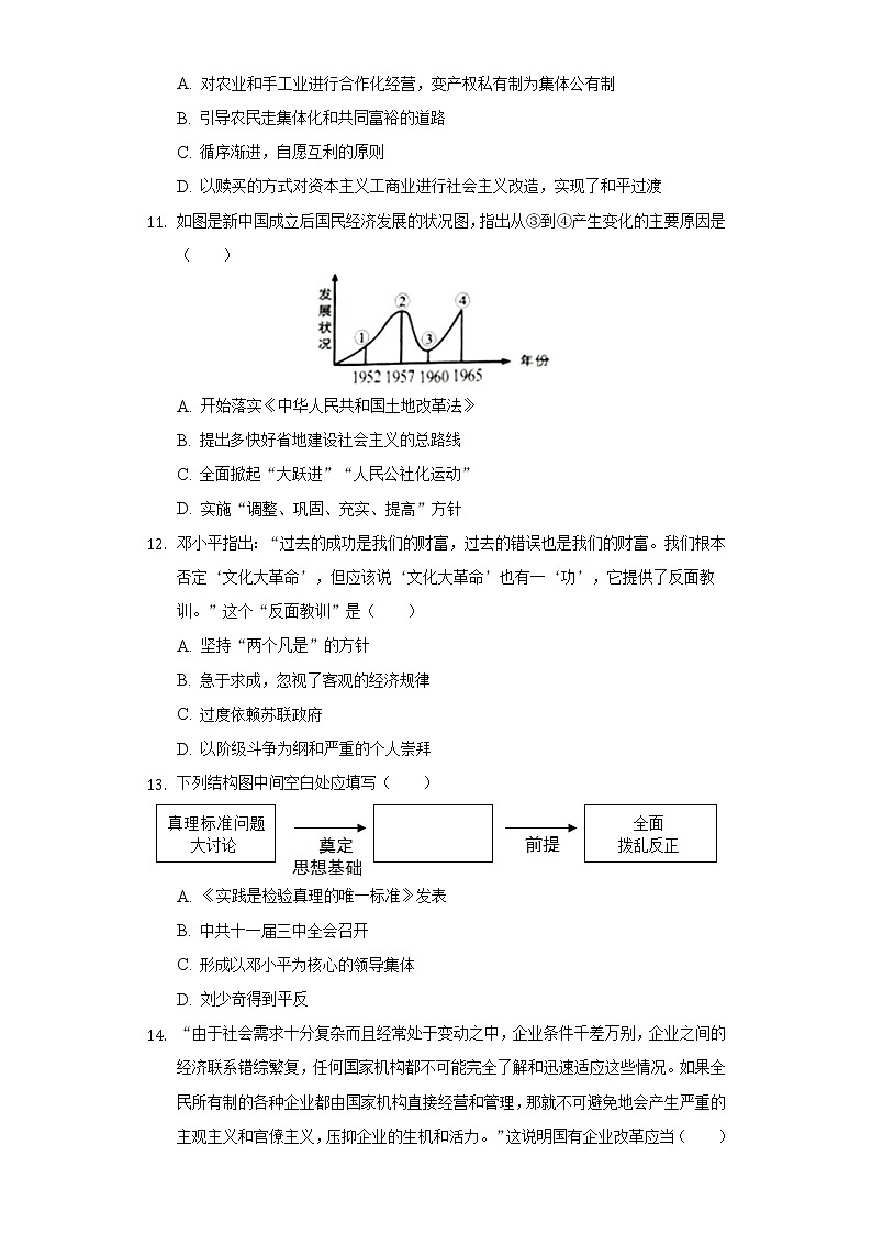 河南省新乡第一中学2019-2020学年八年级(下)第一次月考历史试卷(含解析)第3页