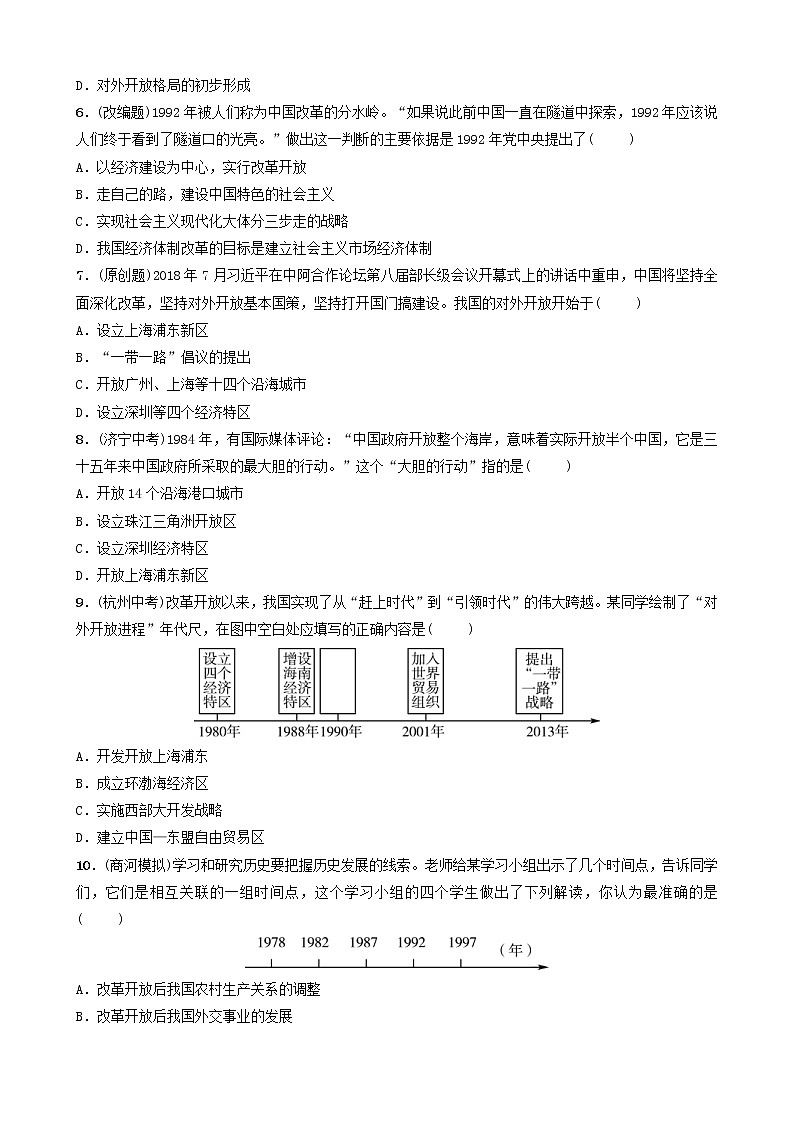 2022年山东省中考历史总复习14《中国特色社会主义道路》同步训练(含答案)02