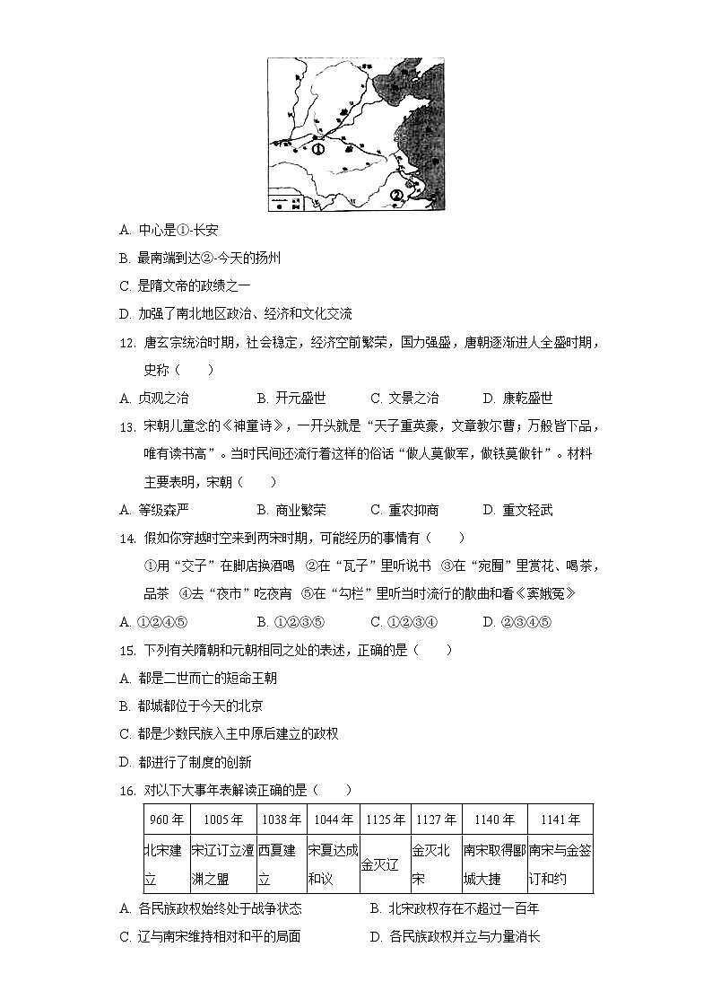 2021-2022学年福建省龙岩市上杭三中九年级(下)第一次段考历史试卷(含解析)03