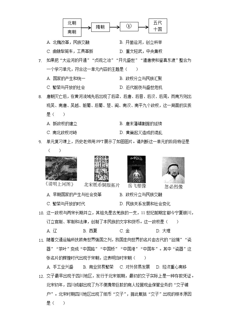 河南省信阳市固始外国语中学2020-2021学年七年级(下)期中历史试卷(含解析)第2页