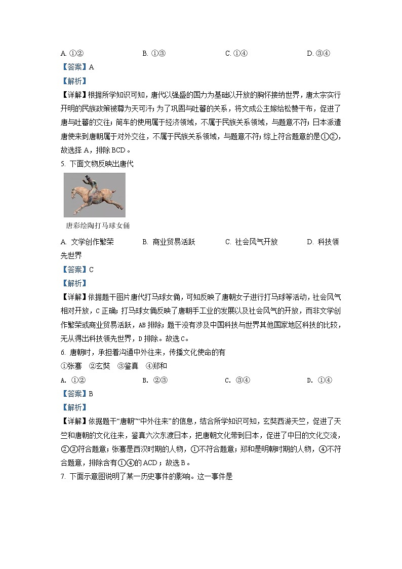 北京市朝阳区2020-2021学年七年级下学期期末历史试题(解析)第2页