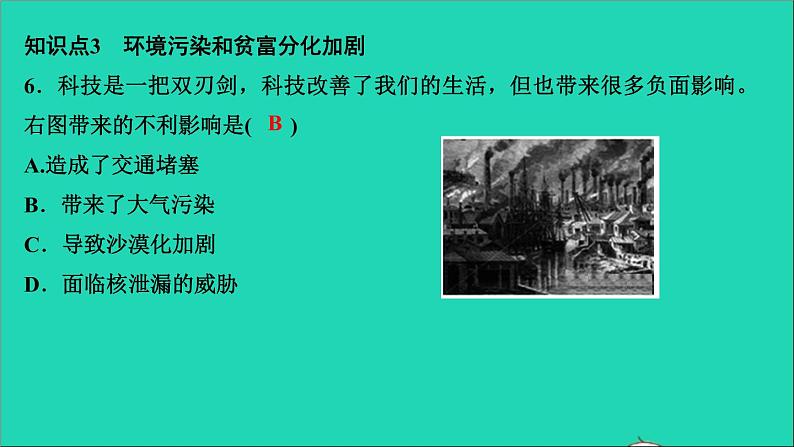 历史人教版九年级下册同步教学课件第2单元第2次工业革命和近代科学文化第6课工业化国家的社会变化作业06