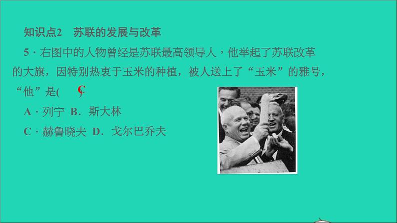 历史人教版九年级下册同步教学课件第5单元二战后的世界变化第18课社会主义的发展与挫折作业06