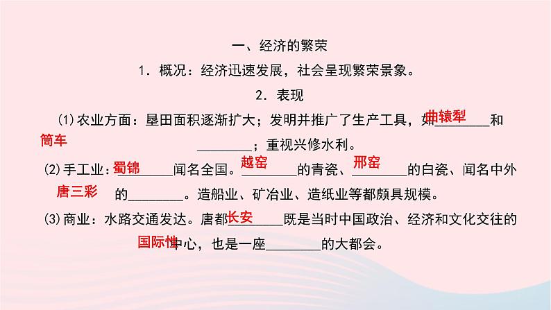历史人教版七年级下册同步教学课件第1单元隋唐时期:繁荣与开放的时代第3课盛唐气象作业第3页