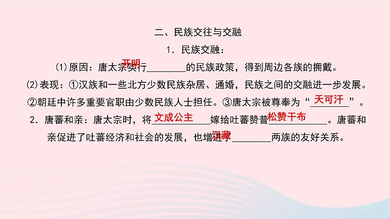 历史人教版七年级下册同步教学课件第1单元隋唐时期:繁荣与开放的时代第3课盛唐气象作业第4页