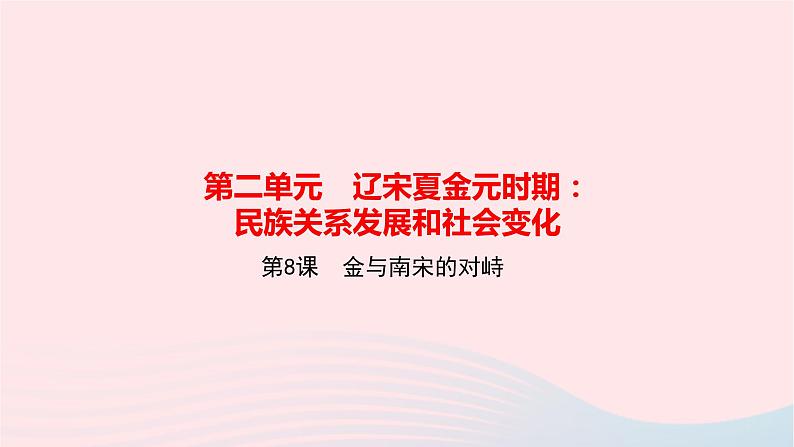 历史人教版七年级下册同步教学课件第2单元辽宋夏金元时期:民族关系发展和社会变化第8课金与南宋的对峙作业第1页