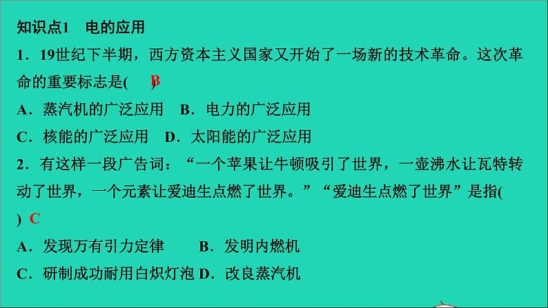 历史人教版九年级下册同步教学课件第2单元第2次工业革命和近代科学文化第5课第2次工业革命作业03