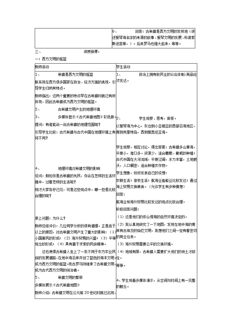 部编版九年级历史上册--《第4课 希腊城邦和亚历山大帝国》教学设计第2页