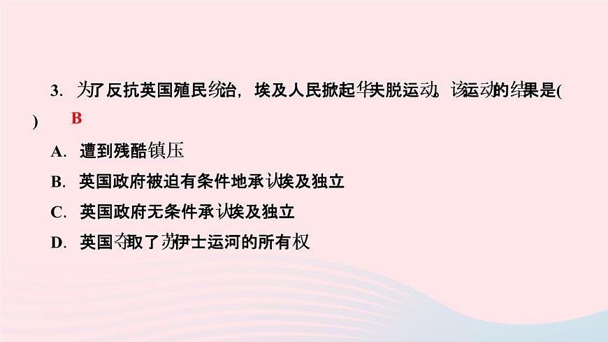 歷史人教版九年級(jí)下冊(cè)同步教學(xué)課件第3單元第1次世界大戰(zhàn)和戰(zhàn)后初期的世界第12課亞非拉民族民主運(yùn)動(dòng)的高漲作業(yè)第8頁