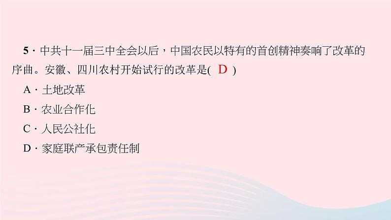 历史人教版八年级下册同步教学课件滚动专题训练(2)新中国成立后的制度创新和理论探索作业第6页