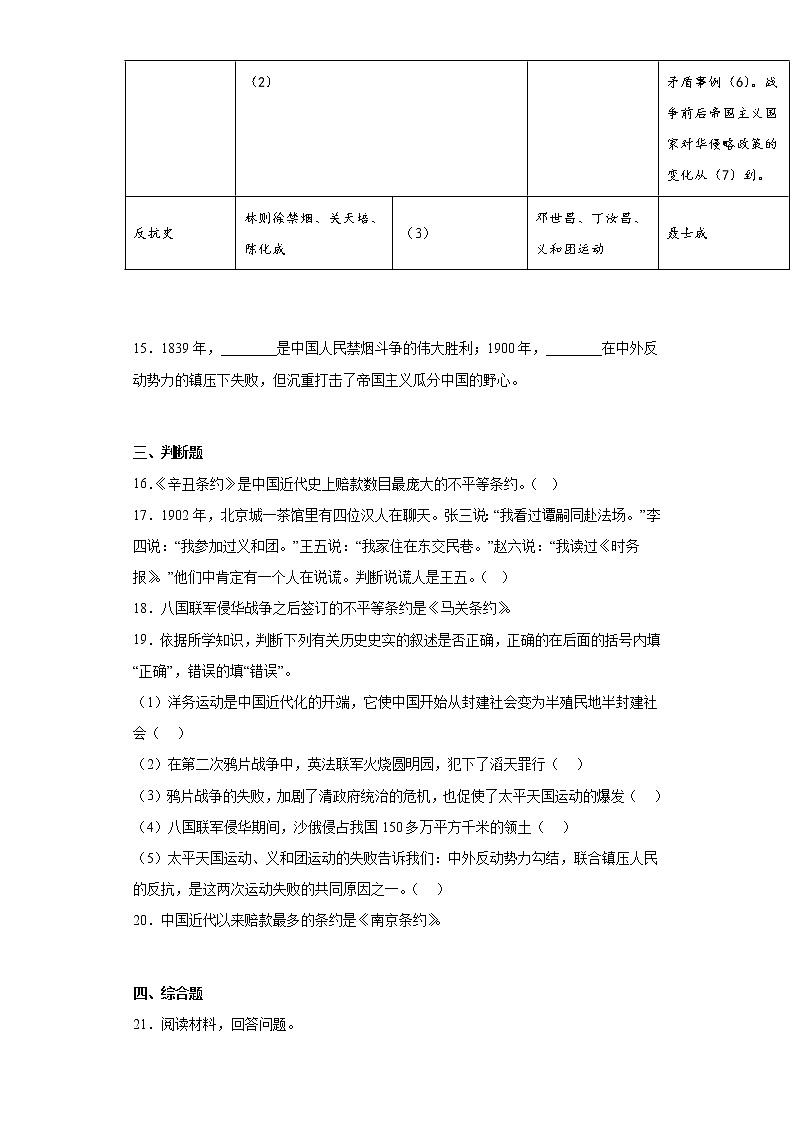 第7课八国联军侵华与《辛丑条约》签订同步练习历史八年级上册03
