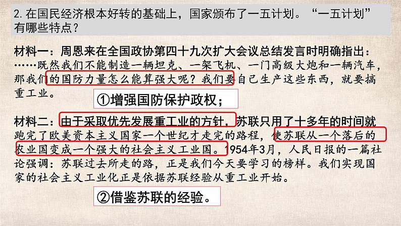 第4课 新中国工业化的起步和人民代表大会制度的确立 课件第7页