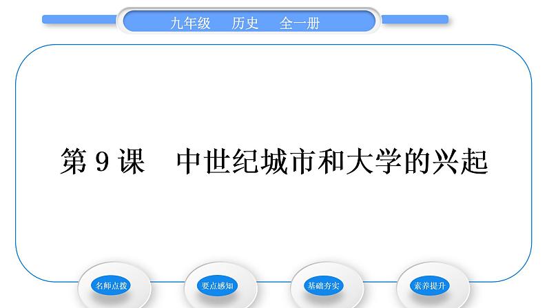 人教版九年级历史上第3单元封建时代的欧洲第9课 中世纪城市和大学的兴起习题课件第1页