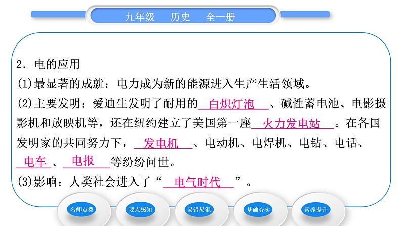 人教版九年级历史下第2单元第二次工业革命和近代科学文化第5课 第二次工业革命习题课件第7页