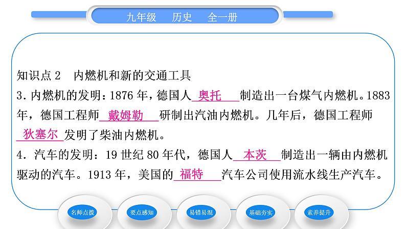 人教版九年级历史下第2单元第二次工业革命和近代科学文化第5课 第二次工业革命习题课件第8页