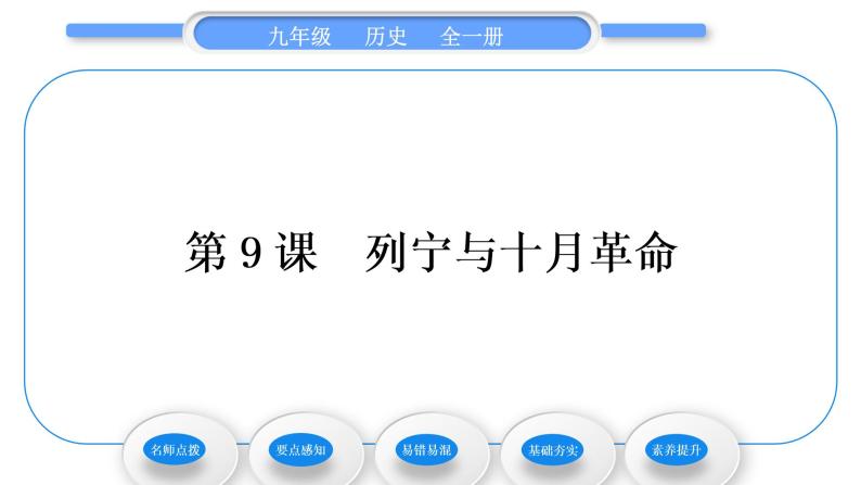 人教版九年级历史下第3单元第一次世界大战和战后初期的世界第9课　列宁与十月革命习题课件01